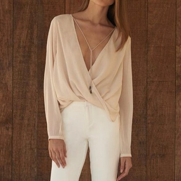 The Jetset Diaries sheer cross front long sleeve blouse size XS - Picture 1 of 12